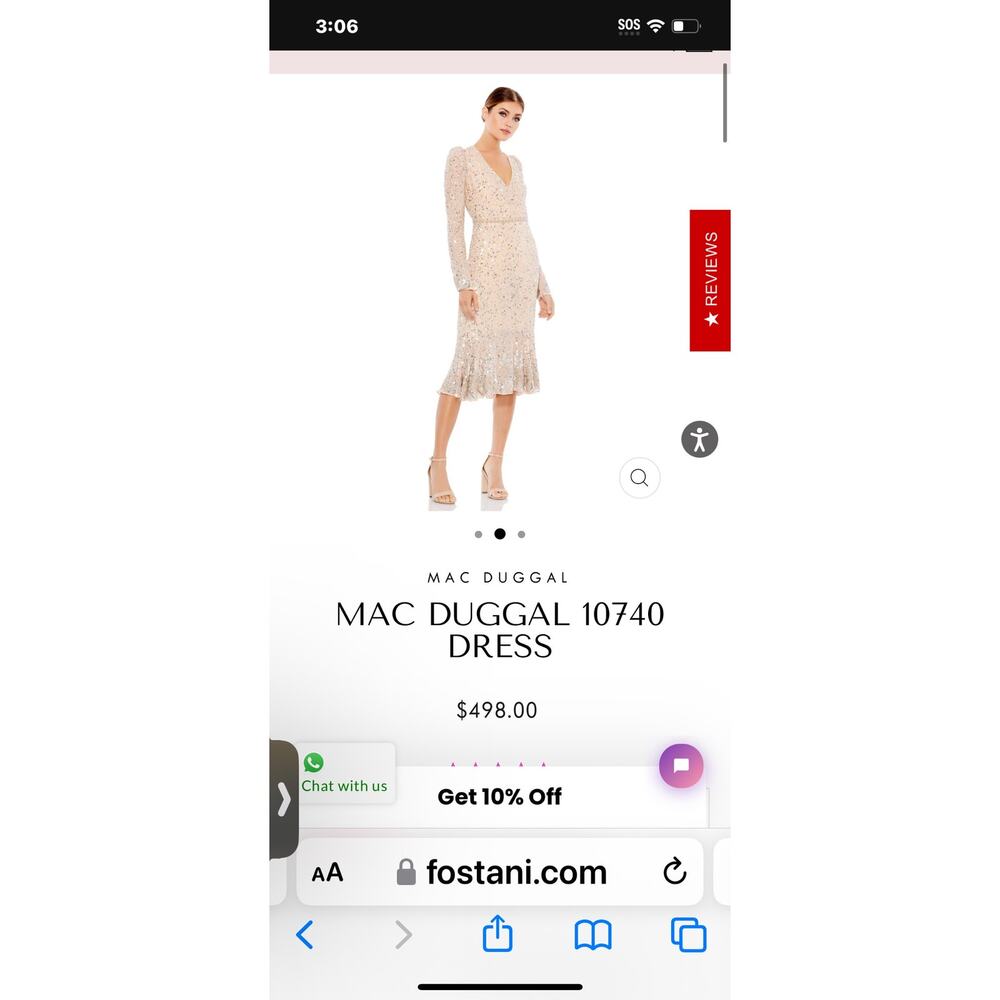 Mac Duggal 10740 Fetching Sequined Dress Nude Silver Size 6 NWT - Picture 4 of 12